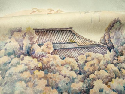 平和屋着物■訪問着　手描き　風景文　暈し染め　正絹　逸品　DABI3656ya