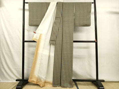 平和屋着物■上質な小紋　間道　正絹　逸品　DABI3657ya
