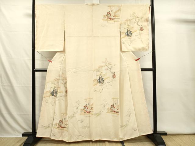 平和屋着物■訪問着　手描き　刺繍　人物風景文　金彩　正絹　逸品　DABI3659ya