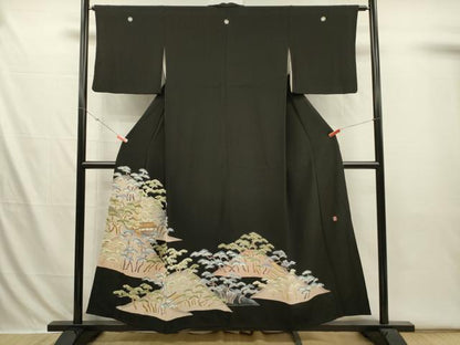 平和屋着物■豪華黒留袖　作家物　風景松文　正絹　逸品　DABI3660ya
