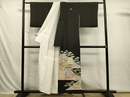 平和屋着物■豪華黒留袖　作家物　風景松文　正絹　逸品　DABI3660ya