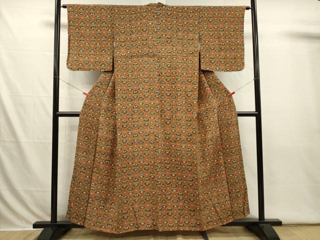 平和屋着物■上質な小紋　型染め　抽象花文　正絹　逸品　DABI3667ya
