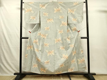 平和屋着物■上質な紬　草花文　正絹　逸品　DABI3669ya