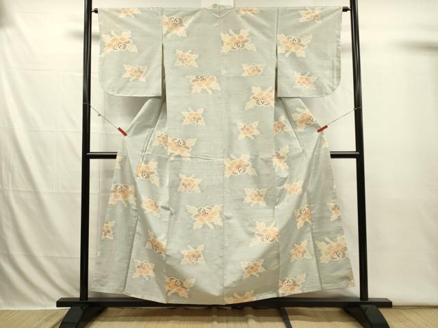 平和屋着物■上質な紬　草花文　正絹　逸品　DABI3669ya
