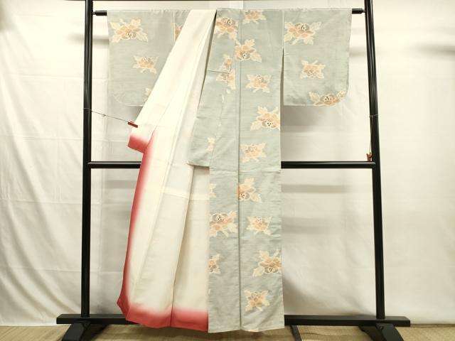 平和屋着物■上質な紬　草花文　正絹　逸品　DABI3669ya
