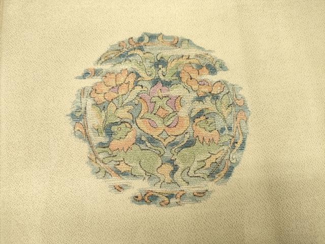 平和屋着物■訪問着　更紗花丸文　銀糸　正絹　逸品　DABI3679ya
