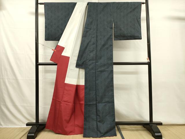 平和屋着物■本場大島紬　7マルキ　麻の葉文様　正絹　逸品　DABI3681ya