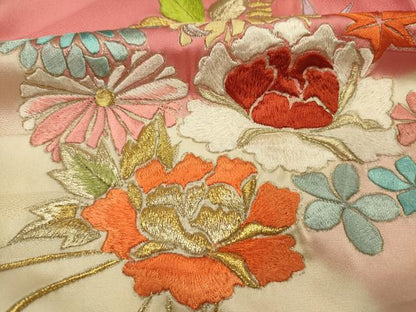 平和屋着物■豪華振袖　駒刺繍　結び紐花文　暈し染め　金銀糸　正絹　逸品　DABI3683ya