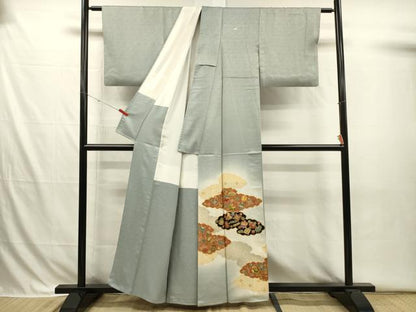 平和屋着物■豪華色留袖　駒刺繍　雲取り宝尽くし文　暈し染め　金彩　正絹　逸品　DABI3687ya