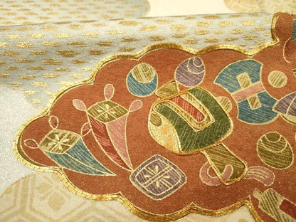 平和屋着物■豪華色留袖　駒刺繍　雲取り宝尽くし文　暈し染め　金彩　正絹　逸品　DABI3687ya