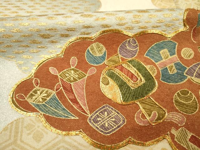 平和屋着物■豪華色留袖　駒刺繍　雲取り宝尽くし文　暈し染め　金彩　正絹　逸品　DABI3687ya