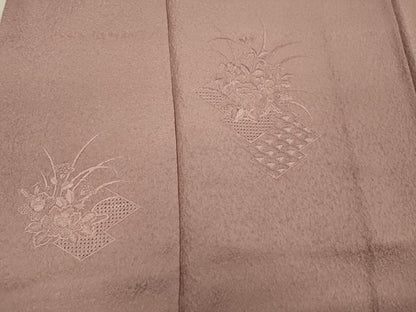 平和屋着物■中国三大刺繍　スワトウ刺繍　汕頭刺繍　総刺繍　無地絵羽訪問着　松皮菱花文　石竹色　正絹　逸品　DABI3694ya