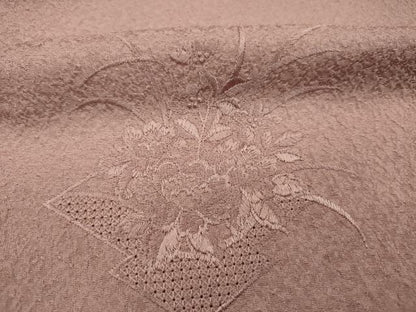 平和屋着物■中国三大刺繍　スワトウ刺繍　汕頭刺繍　総刺繍　無地絵羽訪問着　松皮菱花文　石竹色　正絹　逸品　DABI3694ya