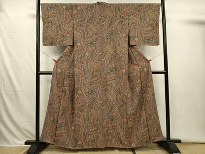 平和屋着物■上質な小紋　抽象花文　正絹　逸品　未使用　DABI3695ya