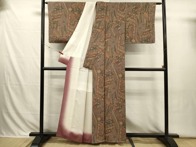 平和屋着物■上質な小紋　抽象花文　正絹　逸品　未使用　DABI3695ya