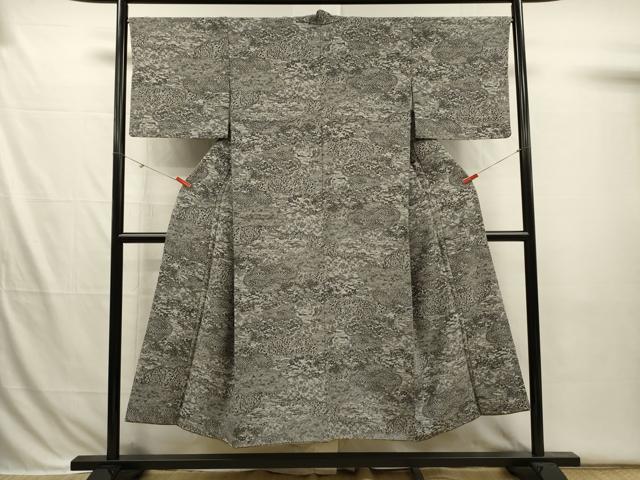 平和屋着物■上質な小紋　型染め　風景花文　正絹　逸品　DABI3696ya