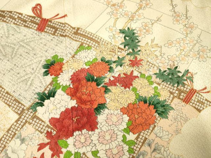 平和屋着物■訪問着　籬花文　金彩　正絹　逸品　DABI3697ya