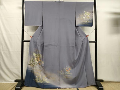 平和屋着物■訪問着　御所車花文　暈し染め　金銀彩　正絹　逸品　未使用　DABI3699ya