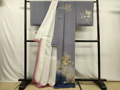 平和屋着物■訪問着　御所車花文　暈し染め　金銀彩　正絹　逸品　未使用　DABI3699ya