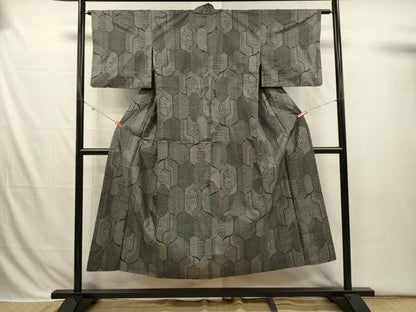 平和屋着物■本場大島紬　9マルキ　抽象花文　正絹　逸品　DABI3703ya