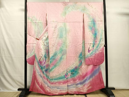 平和屋着物■写真家・秋山庄太郎　振袖　孔雀文　暈し染め　金銀彩　鈴乃屋扱い　正絹　逸品　DABI3704ya