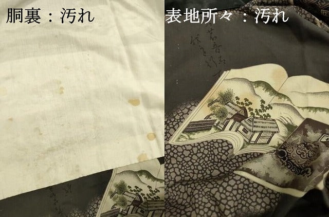 平和屋着物■男性　長襦袢　袷　冊子風景文　正絹　逸品　DABI3705ya