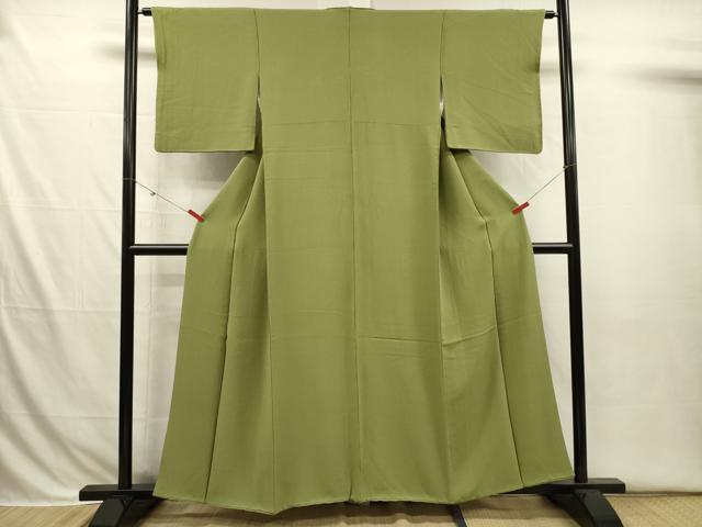 平和屋着物■ファッションデザイナー 花井幸子　色無地　霞地紋　青丹色　正絹　逸品　DABI3710ya