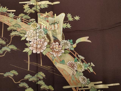 平和屋着物■訪問着　作家物　御所車花松文　暈し染め　金彩　正絹　逸品　DABI3711ya
