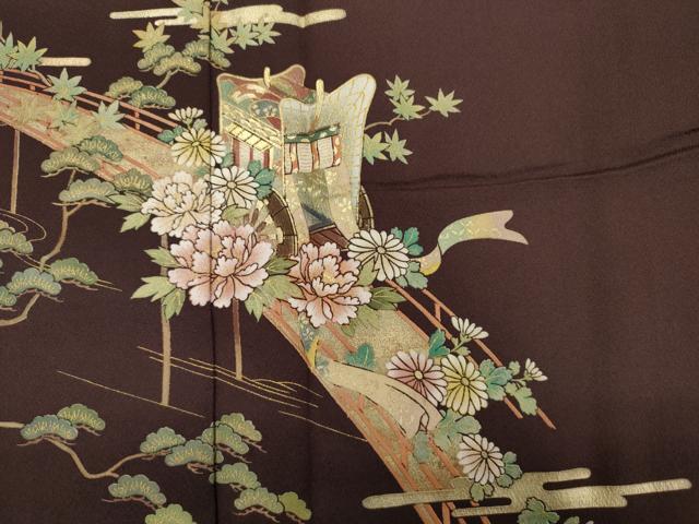 平和屋着物■訪問着　作家物　御所車花松文　暈し染め　金彩　正絹　逸品　DABI3711ya