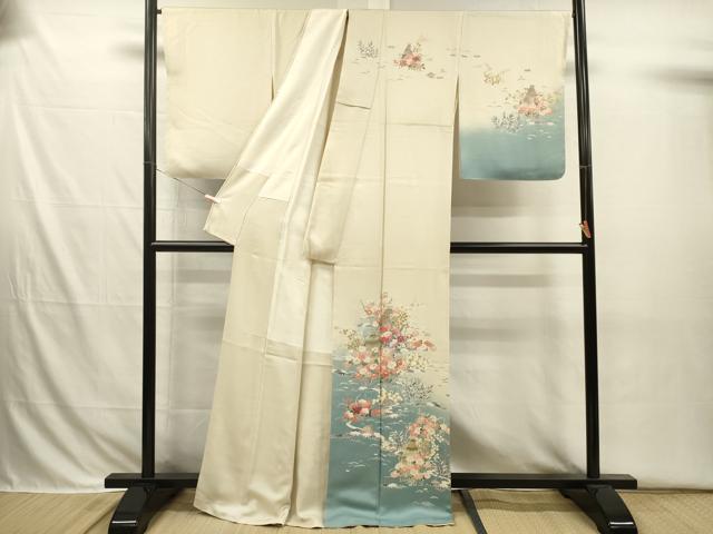 平和屋着物■訪問着　作家物　刺繍　風景花文　暈し染め　正絹　逸品　DABI3712ya