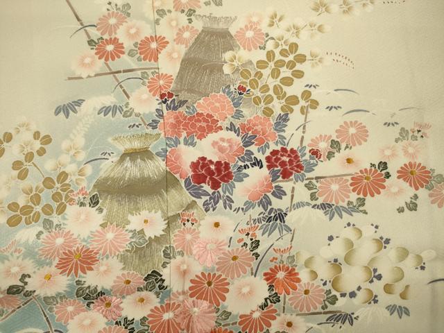 平和屋着物■訪問着　作家物　刺繍　風景花文　暈し染め　正絹　逸品　DABI3712ya