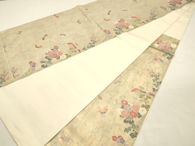 平和屋着物◎六通柄袋帯　唐織　舞蝶花文　金銀糸　正絹　逸品　DABI3718ya