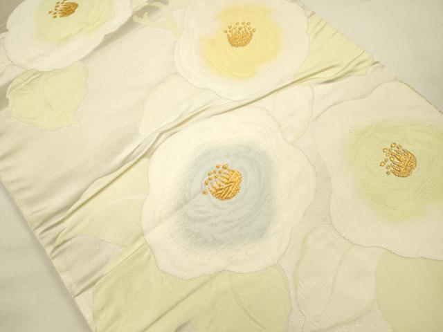平和屋着物◎六通柄袋帯　草花文　金糸　正絹　逸品　DABI3719ya