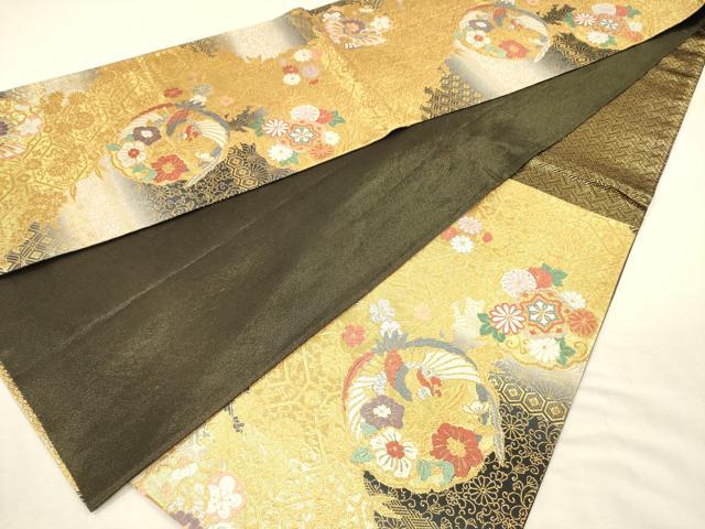 平和屋着物◎六通柄袋帯　唐織　鳳凰舞蝶花文　金銀糸　正絹　逸品　DABI3721ya