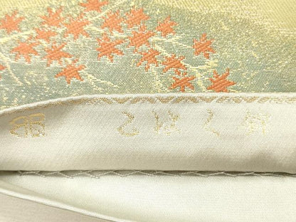 平和屋着物◎西陣　服部織物謹製　六通柄袋帯　風景文　金糸　正絹　逸品　DABI3726ya