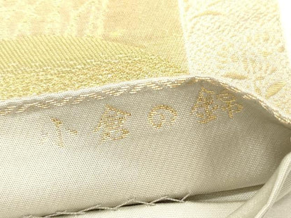 平和屋着物◎西陣　服部織物謹製　六通柄袋帯　風景文　金糸　正絹　逸品　DABI3726ya