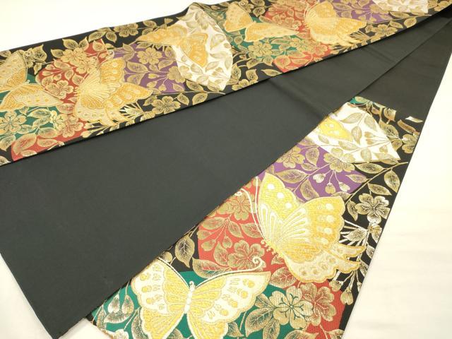 平和屋着物◎六通柄袋帯　唐織　舞蝶文　金銀糸　正絹　逸品　DABI3739ya