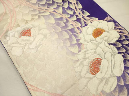 平和屋着物◎六通柄袋帯　唐織　舞花文　金銀糸　正絹　逸品　DABI3747ya