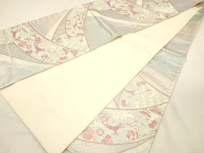 平和屋着物◎六通柄袋帯　宝尽くし　花鳥文　金銀糸　正絹　逸品　DABI3748ya