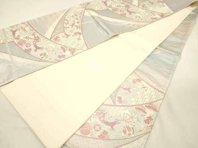 平和屋着物◎六通柄袋帯　宝尽くし　花鳥文　金銀糸　正絹　逸品　DABI3748ya