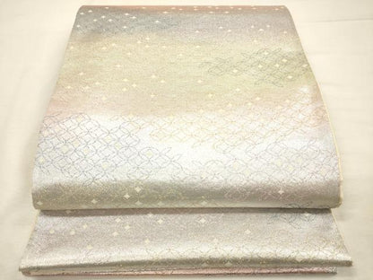 平和屋着物◎六通柄袋帯　霞文　銀糸　正絹　逸品　DABI3754ya