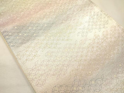 平和屋着物◎六通柄袋帯　霞文　銀糸　正絹　逸品　DABI3754ya