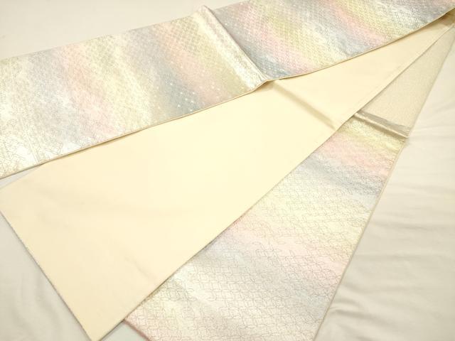 平和屋着物◎六通柄袋帯　霞文　銀糸　正絹　逸品　DABI3754ya