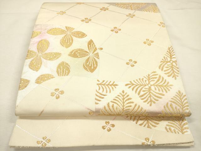 平和屋着物◎六通柄　本袋帯　花丸文　金糸　正絹　逸品　DABI3757ya