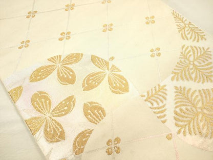 平和屋着物◎六通柄　本袋帯　花丸文　金糸　正絹　逸品　DABI3757ya
