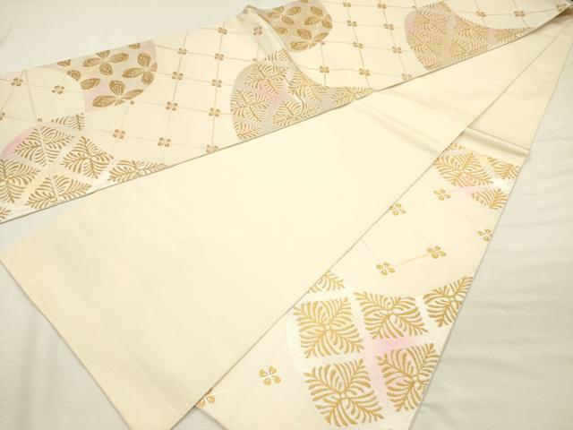 平和屋着物◎六通柄　本袋帯　花丸文　金糸　正絹　逸品　DABI3757ya