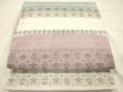 平和屋着物◎全通柄袋帯　横段更紗花文　金糸　正絹　逸品　DABI3761ya