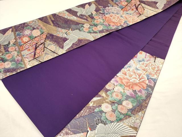 平和屋着物◎六通柄袋帯　唐織　熨斗花鶴文　金糸　正絹　逸品　DABI3766ya