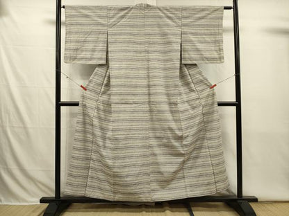平和屋着物■上質な紬　横段文　正絹　逸品　DABI3776ya