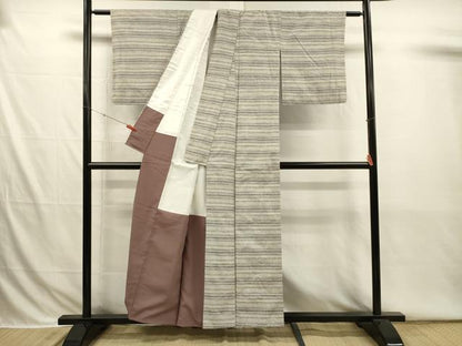 平和屋着物■上質な紬　横段文　正絹　逸品　DABI3776ya